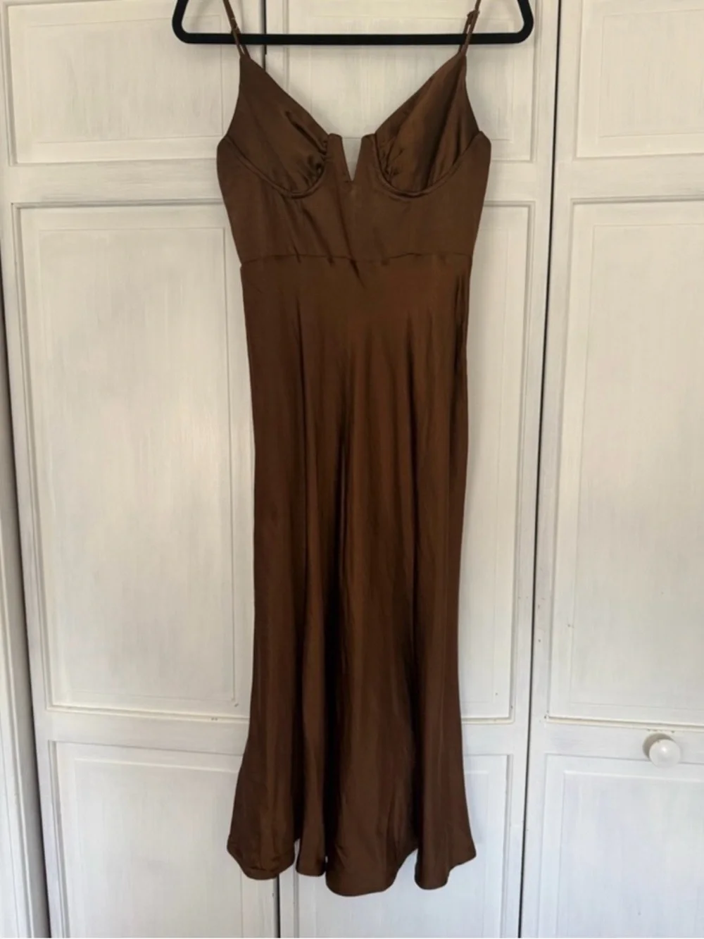 Selfie Leslie Satin Midi Slip Dress with Sculpted Bodice - Picture 3 of 3